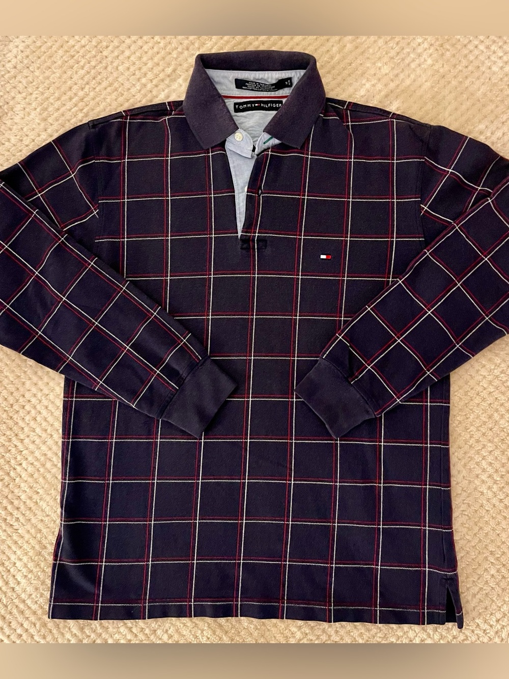 🏴 Tommy Hilfiger Vintage Plaid Long-Sleeve Polo
